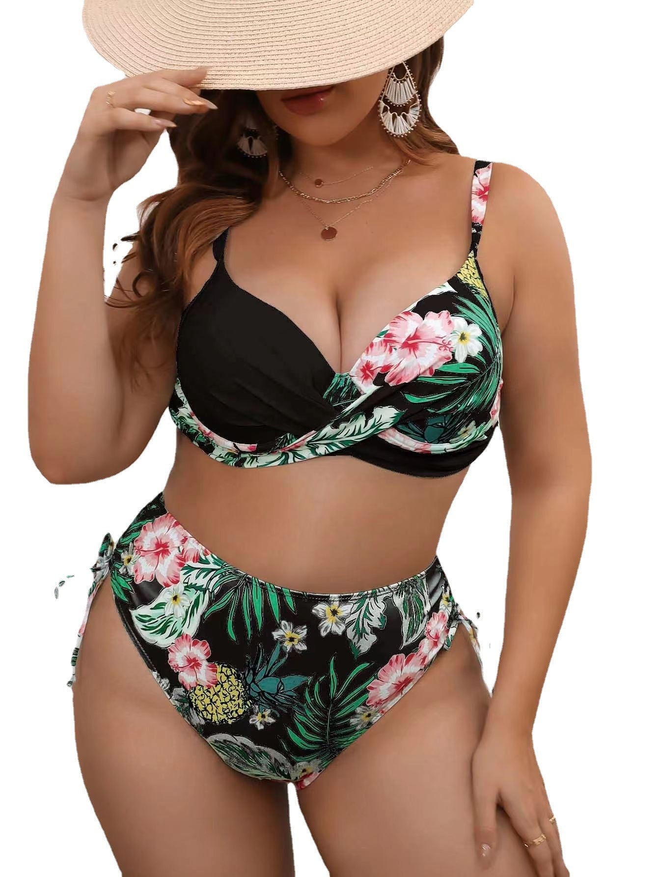 Plus Size Floral Printed Bikini