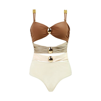Cut Out Colorblock One Piece